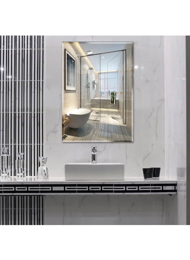 Frameless Bathroom Mirror 80×100cm, HD Wall Mounted Vanity Makeup Mirror, Vertical & Horizontal Hanging Rectangular Dressing Mirror For Bedroom Living Room Home Decor - Image 2
